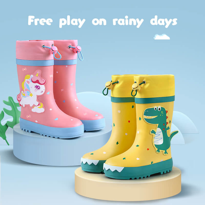 Cheap Custom Logo Lovely Cartoon Print store Rain Boots Kids